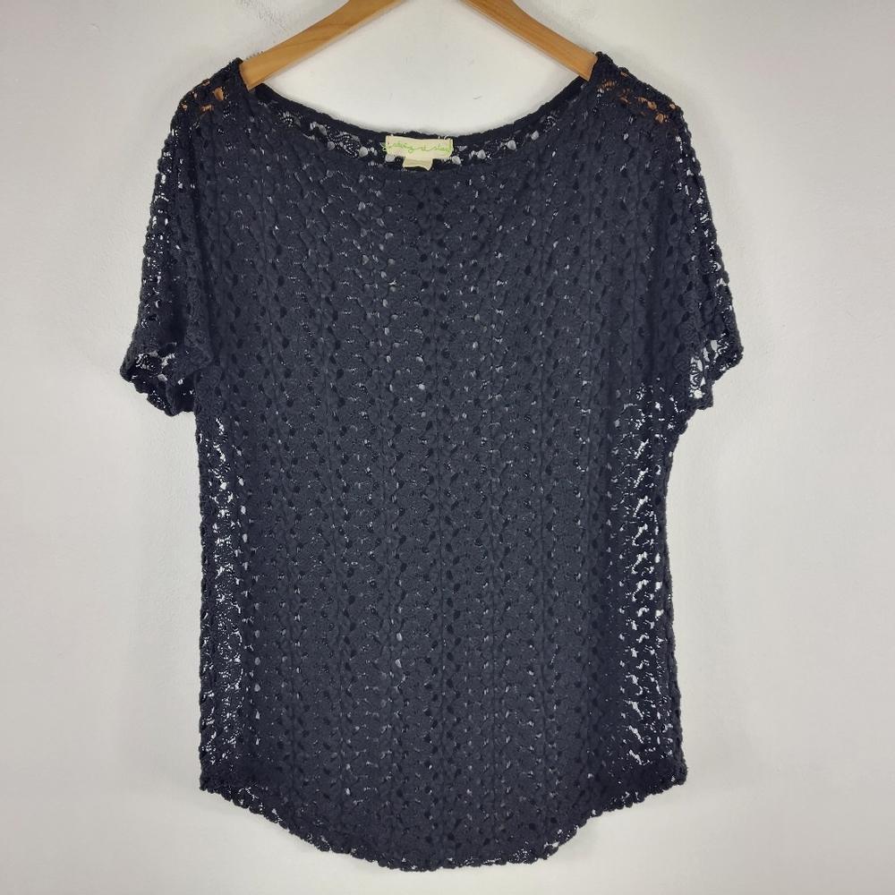 Staring At Stars Crochet Lace Shirt Sleeve Top